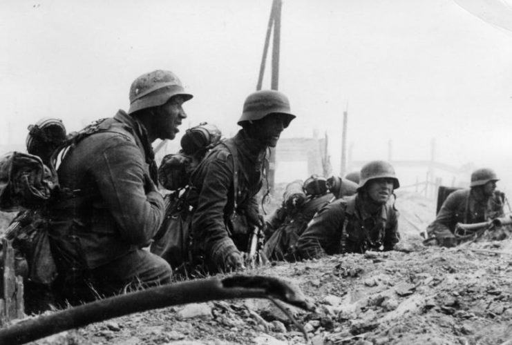 German Infantry in position for an attack during the battle of Stalingrad.