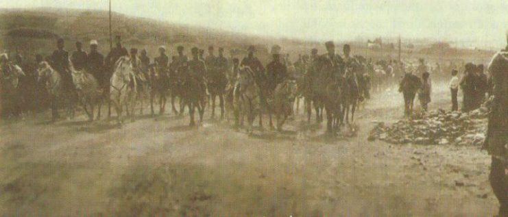 Ottoman Islamic Army of the Caucasus passing through Qazakh
