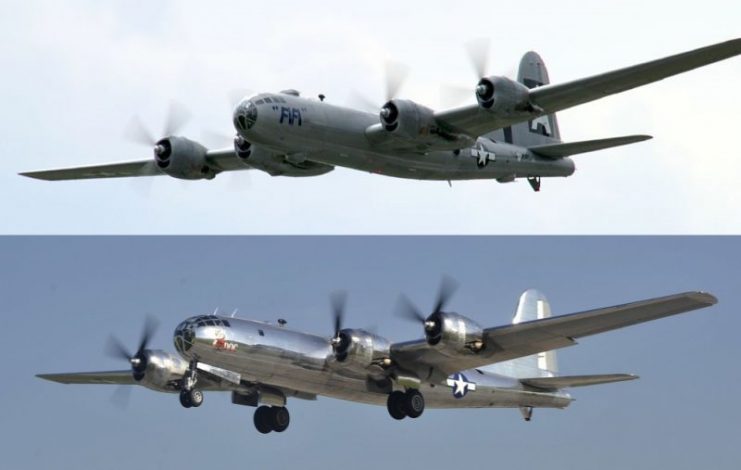The two remaining flyable B-29s: FIFI (top) and Doc (bottom). Photo: TheG3NERAL John 3:16 / CC BY-SA 4.0