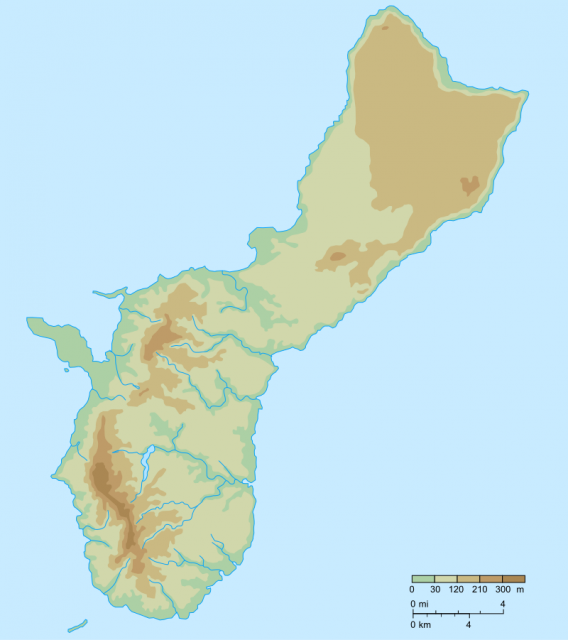 Topographic map of Guam Photo by Grandiose CC BY-SA 3.0