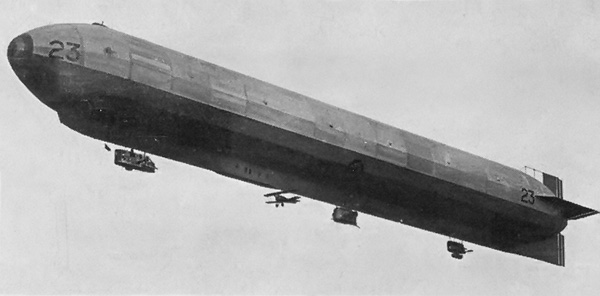HMA R.23 airship with underslung Sopwith Camel.