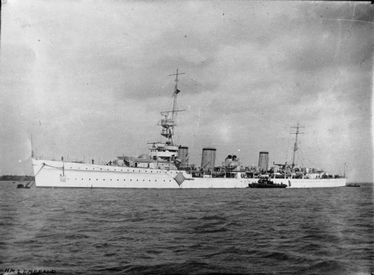 Photograph of British cruiser the HMS Emerald.