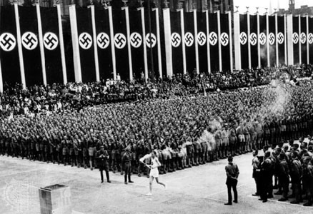 Olympic flame at opening of Berlin games 1936.