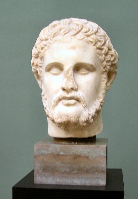 Philip II of King of Macedon, a Hellenistic-era sculpted bust.