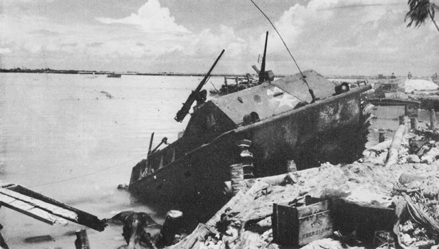 Stopped at the Beach Barricade. Japanese defenders knocked out this LVT on Beach RED 1.