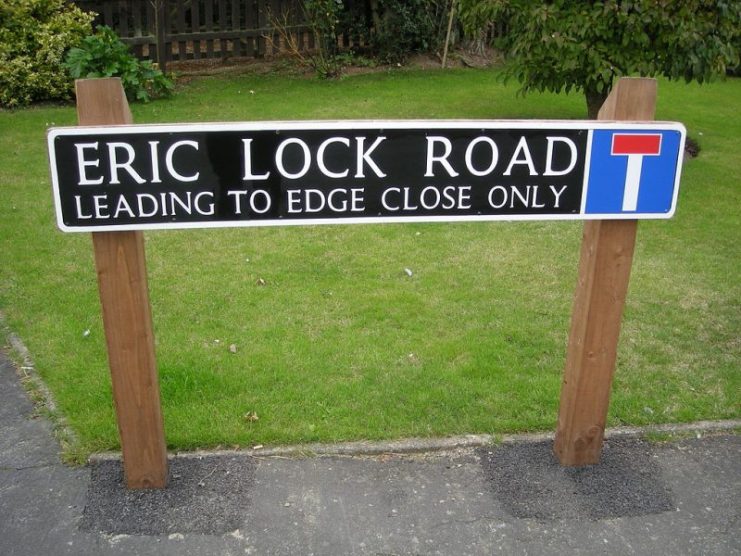 Sign for Eric Lock Road (named for Eric Lock). Photo by SmiertSpionem CC BY SA 3.0