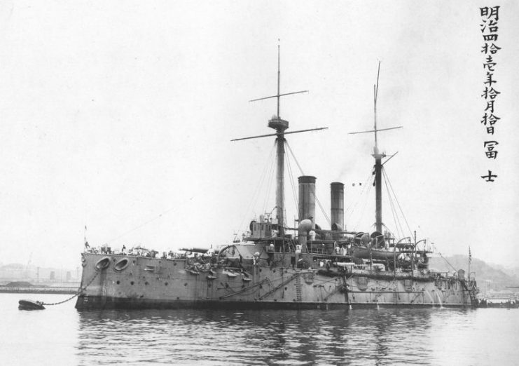 The Fuji, a member of the Fuji-class battleships of the Japanese Imperial Navy