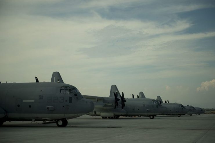A row of C-130s