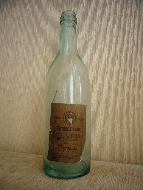 Authentic Russian vodka bottle, early 20th century.
