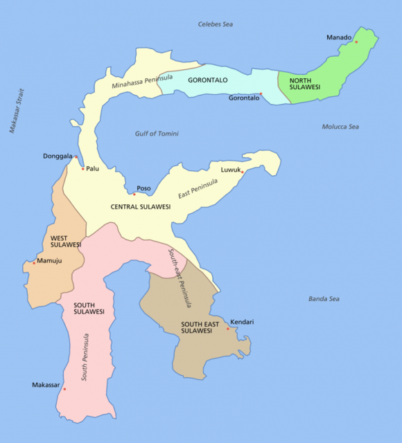 Sulawesi map Photo by Roke / CC BY SA 3.0