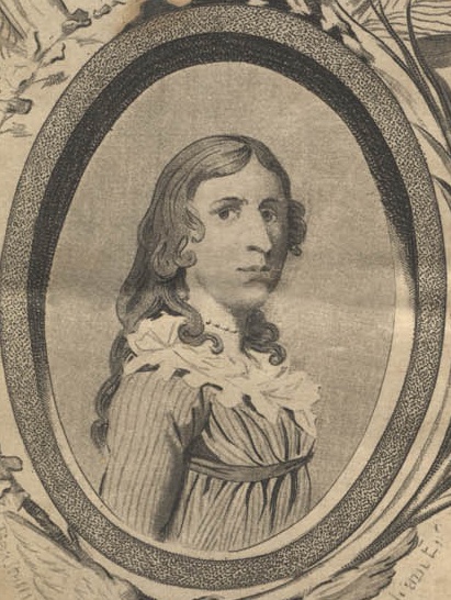 Engraved portrait of Deborah Sampson, female American Revolutionary War soldier