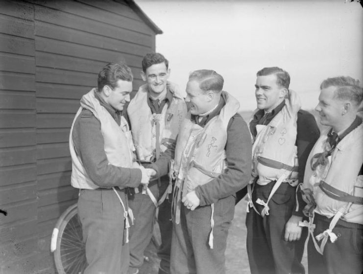 Finucane (left) and Keith Truscott after a successful sortie, October 1941.