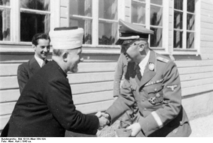 Haj Amin al-Husseini meeting with Heinrich Himmler (1943). Bundesarchiv, Bild 101III-Alber-164-18A / Alber, Kurt / CC-BY-SA 3.0