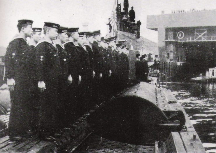 The I-8 arriving in Brest, France, in 1943, on a “Yanagi” mission to exchange material and personnel with Nazi Germany