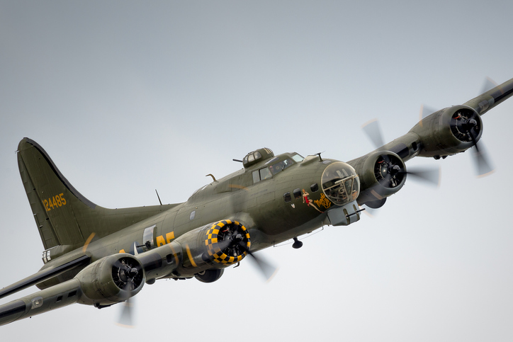 Boeing B-17G Flying Fortress Sally-B in flight at the Shoreham Airshow 2013