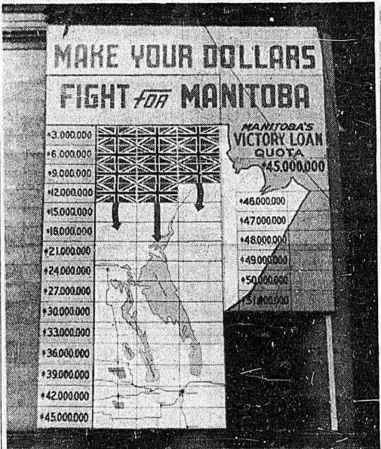 Map showing the sale of Victory Bonds in Manitoba