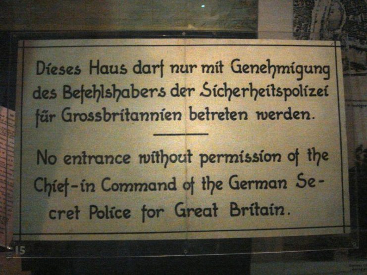 Notice printed by the German police in advance of the invasion of Britain in WW2. Imperial War Museum, London.
