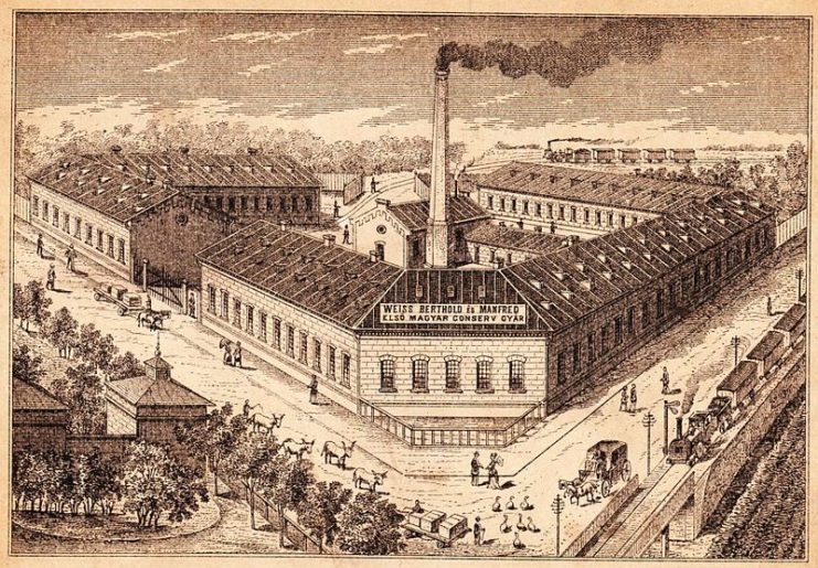 The Berthold-Weiss Factory, one of the first large canned food factories in Csepel-Budapest (1885)