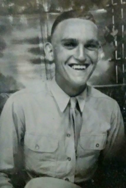 Workman is pictured in a photograph from 1944, taken while he was in basic training at Camp Fannin, Texas. Courtesy of Lloyd Workman