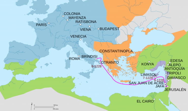 Map of Sixth Crusade. Guilhem06 / GFDL