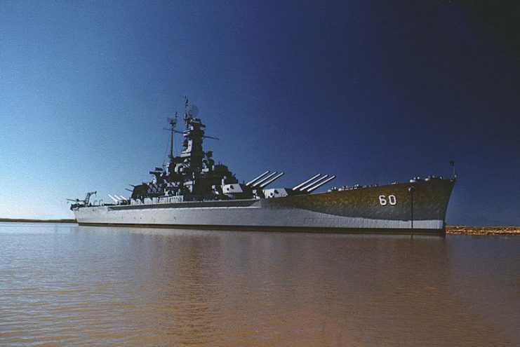 Alabama as a museum ship in Mobile Bay, Alabama, 1985