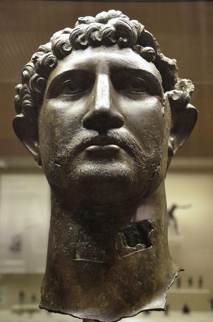 Bronze head of Hadrian found in the River Thames in London. Now in the British Museum. Photo: FollowingHadrian / CC BY-SA 4.0