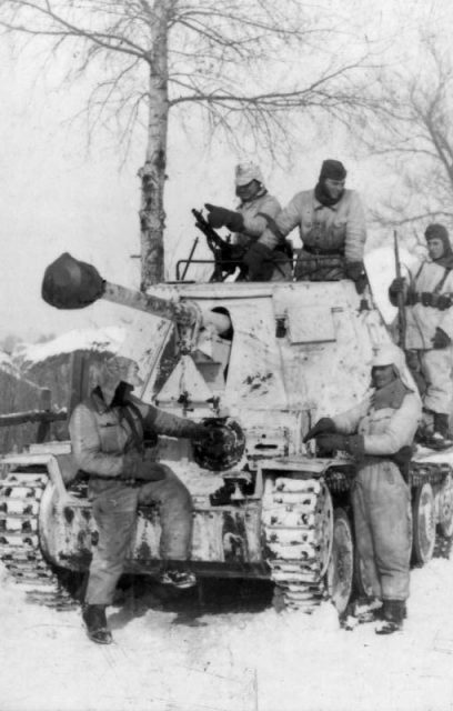 Soldiers of the 1st SS Panzer Division near Kharkov, February 1943. By Bundesarchiv – CC BY-SA 3.0 de