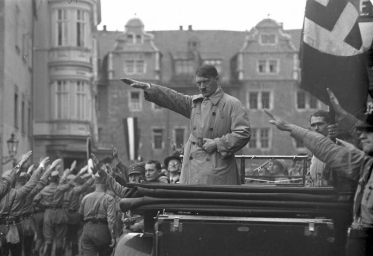 Adolf Hitler and Rudolf Hess in Weimar in 1930