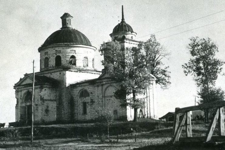 Church in the Ukrainian village of Sokolovo visibly damaged by the war