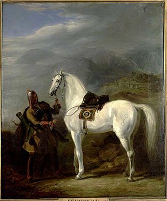 A Circassian chief. By the end of the fourteenth century most of the Mamluk forces were composed of ethnic Circassians. Painted by Sir William Allan in 1843.