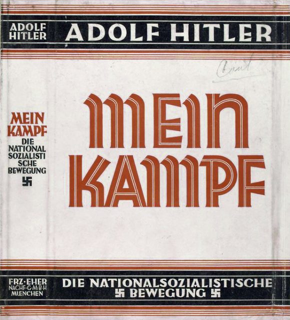 Dust jacket of the book Mein Kampf, written by Adolf Hitler. Courtesy of the New York Public Library Digital Collection.