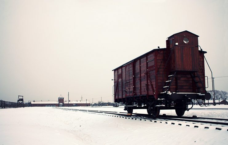 Freight car inside Auschwitz II-Birkenau, near the gatehouse, used to transport deportees.Photo: Sinsk CC BY 3.0