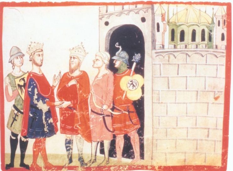 Emperor Fredrick II meets with Sultan al-Kamil