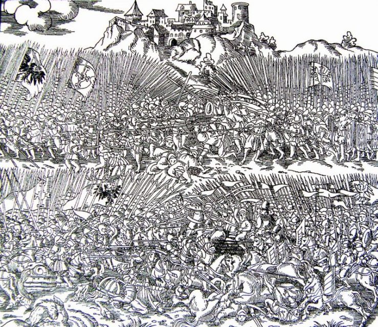 Engraving of the Battle of Grunwald by Marcin Bielski, Kronika wszytkiego świata, 1554.