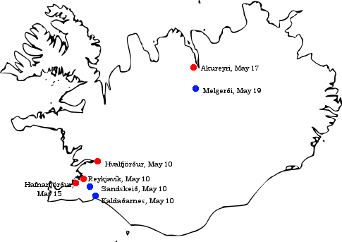 Initial British aims were to destroy landing grounds (blue) and secure harbors (red).