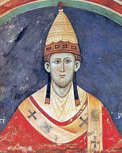 Pope Innocent III wearing a Y-shaped pallium.