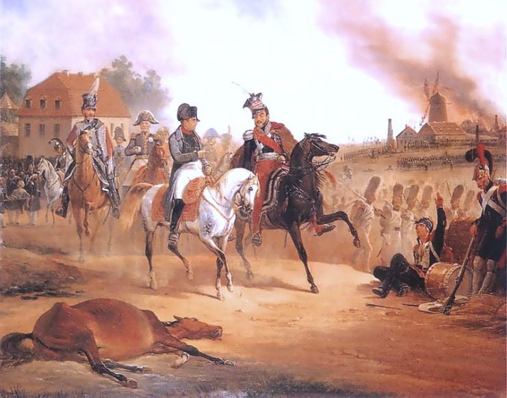 Napoleon and Poniatowski at Leipzig, painted by January Suchodolski