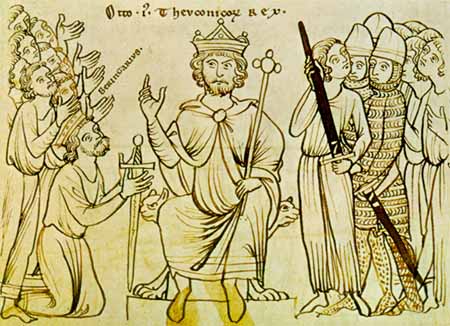 Otto I accepting the surrender of Berengar II, a King of Italy that had invaded Papal territory in 960CE
