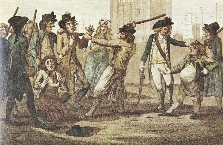 Press gang, British caricature of 1780