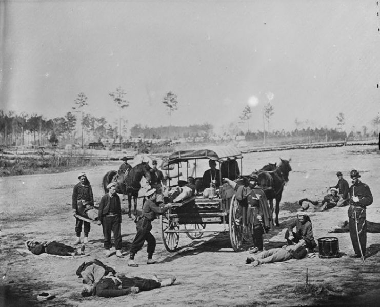 Ambulance Corps. Method of removing wounded from the field.