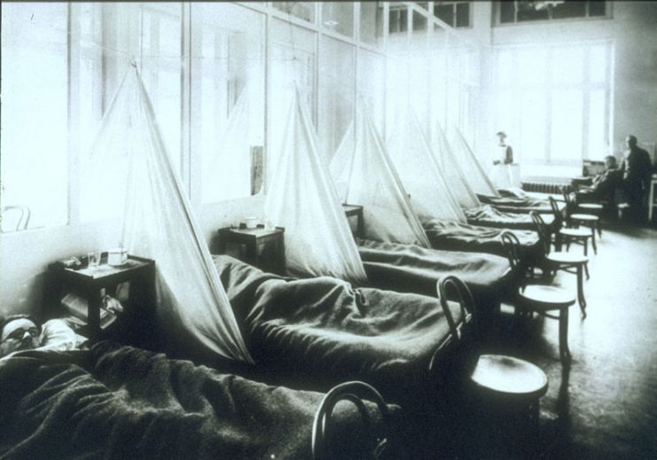 American Expeditionary Force victims of the Spanish flu at U.S. Army Camp Hospital no. 45 in Aix-les-Bains, France, in 1918