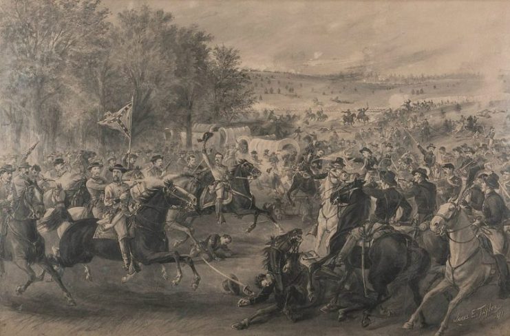 Charge of the Confederate cavalry at Trevilian Station, Virginia, by James E. Taylor, 1891.