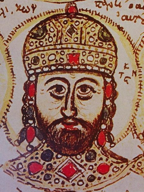 Constantine XI Palaiologos, miniature portrait from the Biblioteca Estense copy of the history of John Zonaras