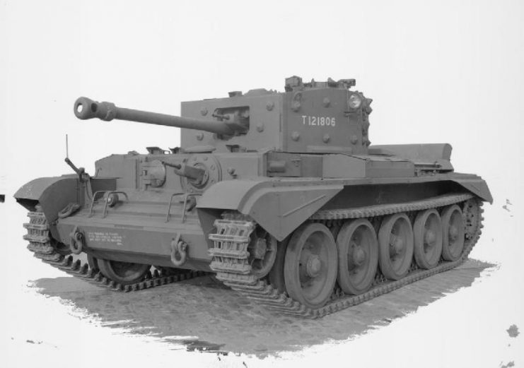 Cromwell VIIw with type Dw or Ew hull, showing welded construction with applique armor.