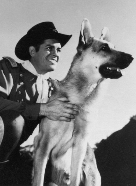 James Brown as Rip Masters and Rin Tin Tin from a postcard Brown sent to a fan of the television show.