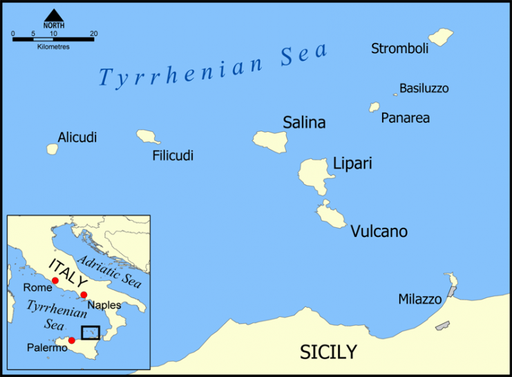 Location of Mylae (Milazzo) on the northern coast of Sicily. Photo: NormanEinstein CC BY-SA 3.0.