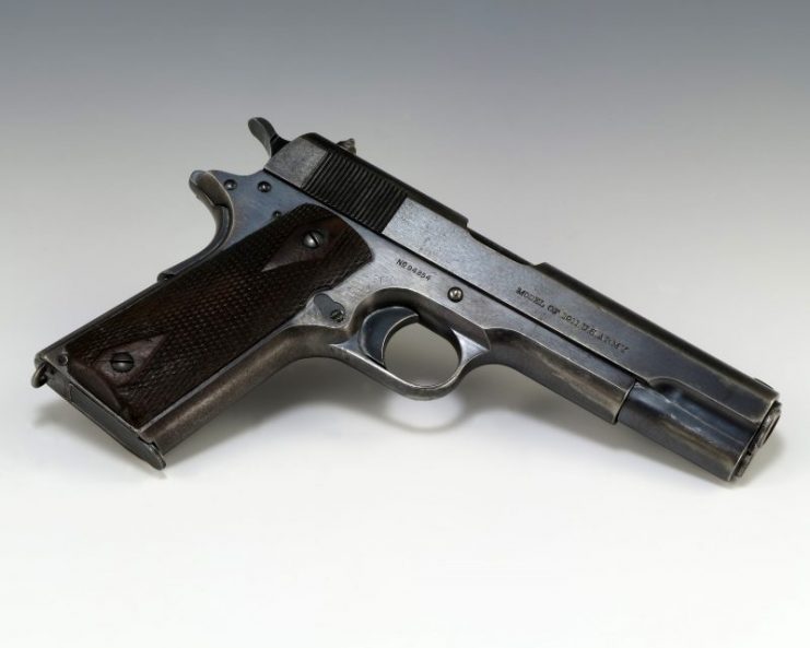 A government-issue ‘Model of 1911’ pistol (serial number: 94854) manufactured in 1914