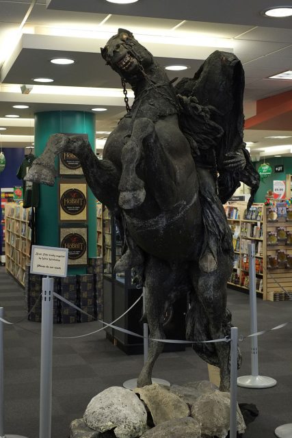 Ringwraith sculpture in Whitcoulls, Wellington at the time of the film premiere of the first part of The Hobbit trilogy.