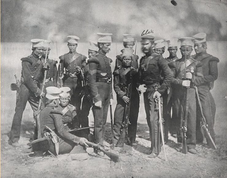 The Nusseree Battalion. later known as the 1st Gurkha Rifles, circa 1857.