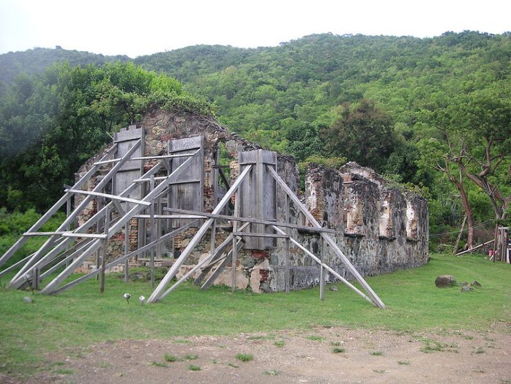 The ruins of St. Phillip’s Church, Tortola, one of the most important historical ruins in the territory.